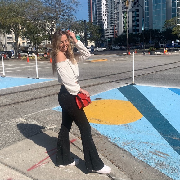 Black glitter flare pants - Picture 3 of 3